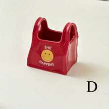 1 Pc Desktop Creative Ceramic Handbag Shaped Pen Holder, Remote Control Stationery Storage Box, Cosmetic Pen Container, Small Decor