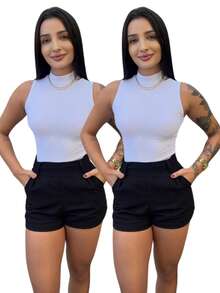 Kit 2 Women's High Neck Blouse - Blanco/Blanco - Ver 1