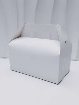  10pcs/ 50pcs 6.4 X 3.6 X 3.1 Inches 300gsm Cardboard Gable Candy Treat Boxes, Solid White Kraft Black Color With Handles Small Goodie Boxes Perfect For Christmas Party Favor, Wedding, Birthday, Graduation Party Decorations