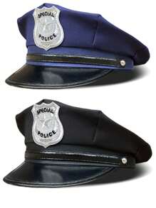 2pcs Adult Police Hat (Blue + Black) Flat Top Hat, Fun Prop For Role Play, Police Hat For Halloween, Uniform Accessory, Cosplay, Suitable For Holiday Party, Can Be Paired With Sexy Uniforms And Sexy Outfits