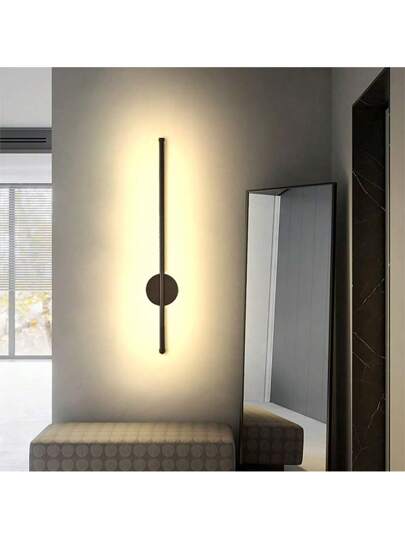 1pc Rechargeable LED Wand Lamp, Remote Control, 50cm Zwart Aluminum, Removable Wireless Bedside Light, Bedroom Living Room Restaurant Corridor Hallway Interior Fixture view 4