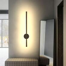 1 وحدة إضاءة جدارية LED قابلة للشحن ، بريموت كنترول ، طول 50 سم ألمنيوم أسود ، إضاءة لاسلكية قابلة للإزالة للسرير ، للغرفة المعيشة والمطعم والممر والصالة الداخلية