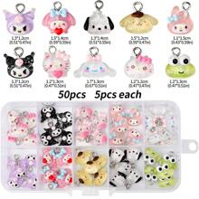 Sanrio Sanrio 35PCS/50PCS Hello Kitty3D Mini Cartoon Żywiczne Charmsy Do Tworzenia Biżuterii - Zestaw Hurtowy Do Biżuterii DIY, Bransoletek, Breloczków, Akcesoriów Do Kolczyków