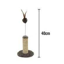 Mini Cat Scratching Post In Beige Sisal And Ball Spring - Yellow - View 3