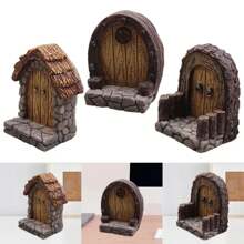 Miniature Garden Door Micro Landscape Lawn Ornament Garden Art Decorative Resin Mini Door Fairy Door For Living Room Lawn