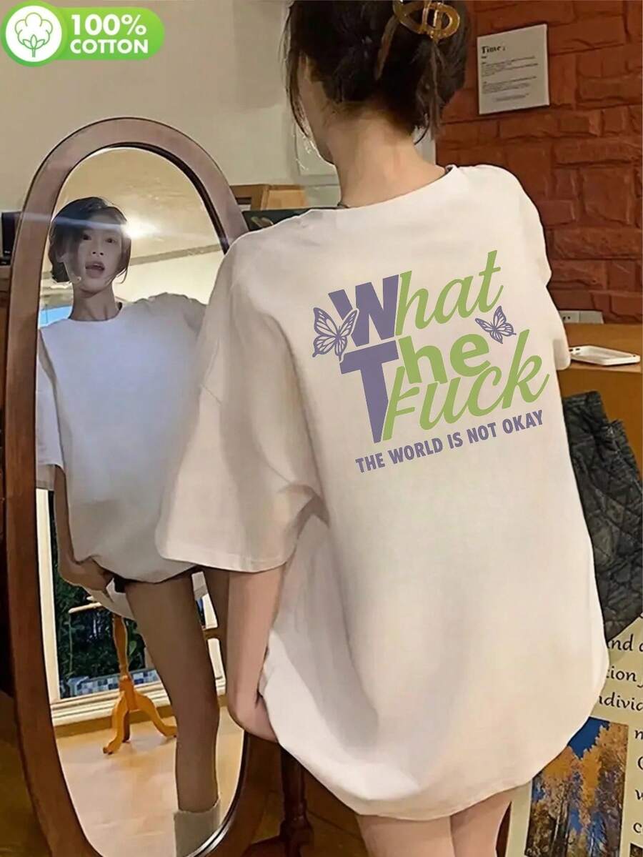 200g Pure Cotton T-Shirt 2025 Summer Ladies New Short Sleeve Pure Cotton Holiday Pattern Short Sleeve Round Neck Couple Wear Small Shirt Tops - 白色 - 查看 1