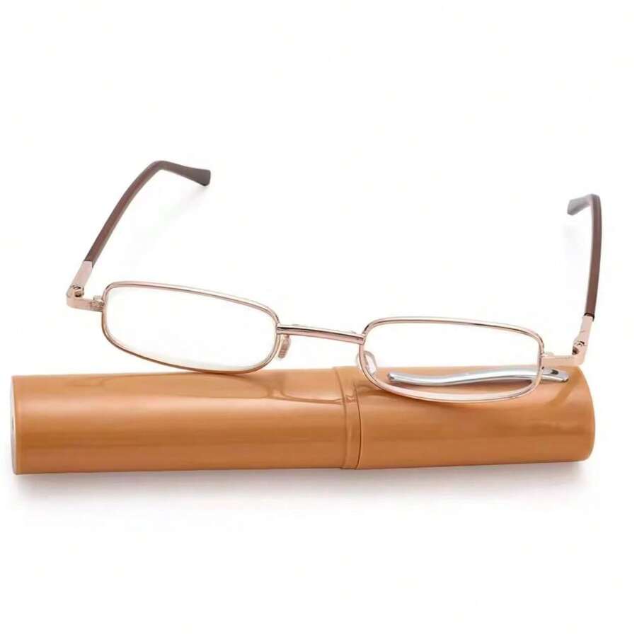 Portable Reading Glasses With Near Rest + Pen Style Case - dourado - 查看 1