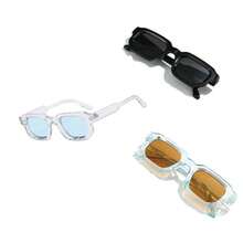 Retro Fashion Multi-Piece Fashion Glasses, Thick Frame Rectangular Shading Small Face Minimalist Elegant Glasses, Retro Shading Fashion Glasses, Suitable For Driving, Fishing, Vacation Travel, And Daily Wear - Black - View 8