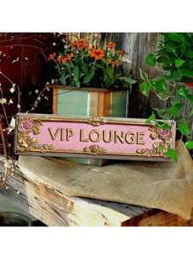 1 Stück Retro 2D flaches Metallschild "VIP LOUNGE" von hoher Qualität, modische Wanddekoration, UV-Druck, mit Vorbohrlöchern für Heimdekoration, Bad, Küche, Wohnbereich und gotische Wanddekoration oder als einzigartiges Poster, 10 x 40 cm