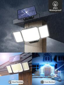 1 Pc - 346LED Solar Outdoor Light, Motion Sensor, Outdoor Solar Light, Solar Spotlight, With Remote Control And 3 Lighting Modes, Pedestrian Lights Off, 3 Solar Floodlights, Courtyard, Garage, Porch, Wall Lights With, 5M Cable Also For Indoor