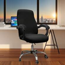 1/2 pièces Housse de chaise de bureau noire résistante à l'eau, housse de chaise d'ordinateur pour chaises avec accoudoirs, 1 pièce Housse de chaise de bureau en soie de lait élastique et imperméable, housse de chaise de couleur unie minimaliste, convient pour le bureau, l'étude, le salon - Multicolore - Voir 7