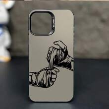 Fashionable Black Line Boxing Glove Pattern Design Phone Case Compatible With Apple 16, 15, 14, 13, 12, 11 Pro Max, X, XR, XS Max, 8, 7 Plus, Also Fits Series With Shockproof Matte Back Cover