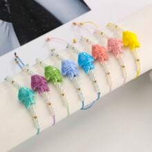 1 Set Bohemian Colorful Ceramic Fish Braided Bracelet Set (Ceramic Fish Color Is Random, Minor Cracks Are Normal Craftsmanship)