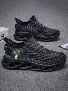 Men's Breathable Lightweight Mesh Hollow Openwork Sole Sneakers, New Style Summer Mesh Shoes, Soft & Comfy Mesh Shoes, Outdoor Sports Shoes, Asymmetrical Pattern, Plus Size ,Gym