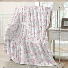 Chăn vải nỉ mềm mại có nơ hồng và họa tiết trái tim - Chăn thoải mái cho ghế sofa, văn phòng, cắm trại, mọi mùa - Trang trí nhà theo phong cách Châu Á, Chăn mọi mùa | Thiết kế theo phong cách Châu Á | In nơ hồng - Nhiều màu - Xem 12