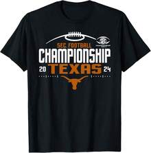 Texas Longhorns Sec Championship 2024 Football Laces Basic Cotton T-Shirt - Black - View 1