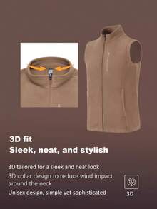 BMAI 男士新款运动抓绒背心夹克，适合秋冬跑步。这款背心适合户外活动，具有速干柔软性和轻巧设计，非常适合跑步、骑行、健身、徒步旅行和其他各种运动。 - 米色 - 查看 6