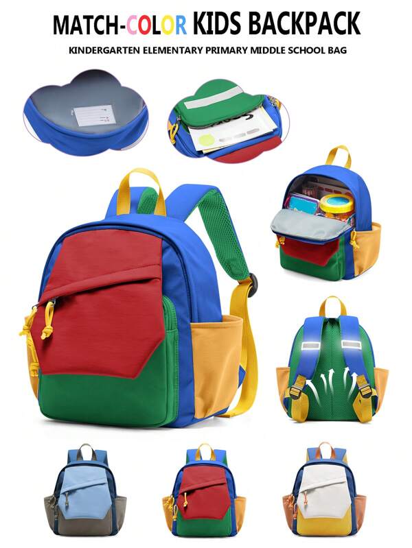 Mochila Fofa Infantil com Alça de Ombro Ajustável para Meninos e Meninas, Mochila Escolar Leve para Crianças com Vários Bolsos, Mochila Pré-Escolar Combinando Cores, Mochila Escolar para Creche e Ensino Fundamental, Mochila à Prova d'Água para Uso Externo, Acampamento, Viagens, Transporte, Escola, Disponível em 3 Cores, Versões Novas e Antigas são Enviadas Aleatoriamente