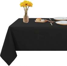 Rectangle Tablecloth 54x108 Inch Tablecloth Stain And Wrinkle Resistant Washable Polyester Table Cloth, Decorative Fabric Table Cover For Dining Table, Buffet Parties And Camping Black - Black and White - View 1