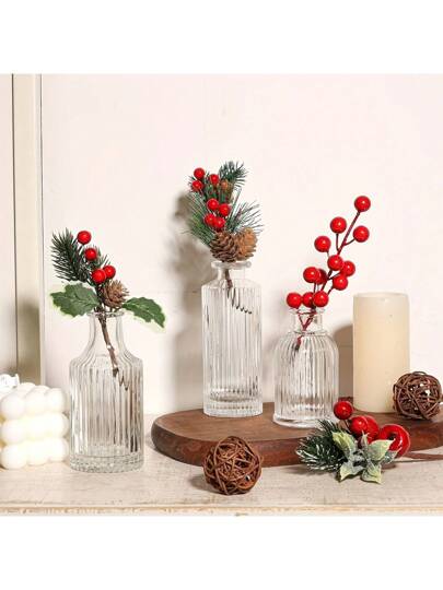 Madebyblanc 1pc Or Glass Vases, Loose Small Mini Ribbed Meubel ative Transparent Retro Vases Tabletop Wedding, Reception, Home ation view 4