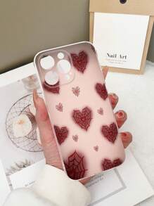1 pieza Funda de teléfono transparente de TPU con patrón de corazón y telaraña de colores, compatible con iPhone 15/15 pro/15 plus/15 pro max/16/16 pro/16 plus/16 pro max, Galaxy S23 Ultra/A14/A24, Redmi Note 12 Pro, Pixel 8/8 Pro