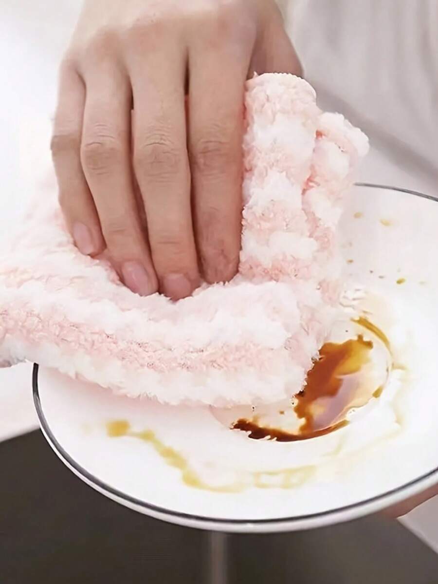 5/10 pièces Chiffons à vaisselle doux et absorbants, serviettes en microfibre en peluche de corail réutilisables et lavables en machine, pour l'évier, la salle de bain, la voiture et les fenêtres, nécessité domestique, nettoyage de cuisine, nettoyage de salle de bain, nettoyage de voiture, outil de nettoyage domestique, fournitures de nettoyage