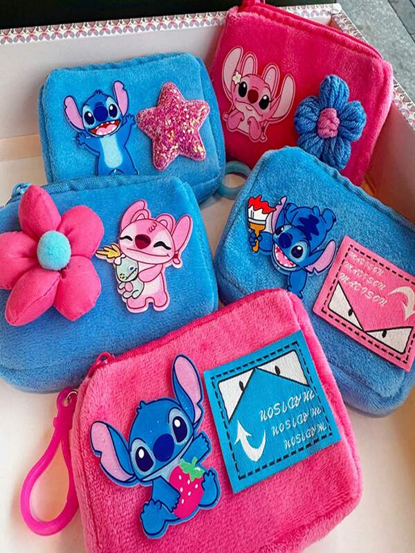 1pc Cute Cartoon Alien Dog Coin Purse/Card Holder, Earphone & Cable Organizer, Accessory Pouch