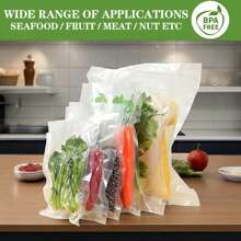 100 piezas Bolsas para selladora al vacío, reutilizables, bolsas para máquina de sellado al vacío, bolsas de embalaje al vacío, bolsas de sellado al vacío para conservación de alimentos, suministros de cocina para el hogar, para uso al aire libre, camping