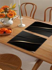 1pc/2pcs/4pcs/6pcs Golden Wavy Lines, Elegant Modern Design, Minimalist High-End Decoration Suitable For Family Gatherings, Business Banquets, Holiday Celebrations, Enhancing The Dining Atmosphere