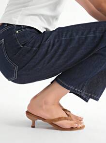 Sandalias de tacón de gatito medio marrón, nueva colección de verano para mujer