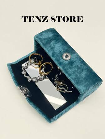 Velvet Lipstick And Jewelry Storage Clutch Box For Women – Mini Vintage Makeup Case With Mirror, Snap Closure, Elegant Velvet Pouch For Purse Or Travel, Retro Style Gift For Her