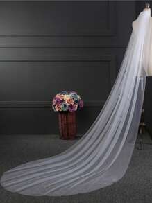 1 Stück Brautschleier mit Satin-Saum und Kamm, geeignet für Hochzeit, Hochzeitskleid Zubehör, Fotografie Requisite