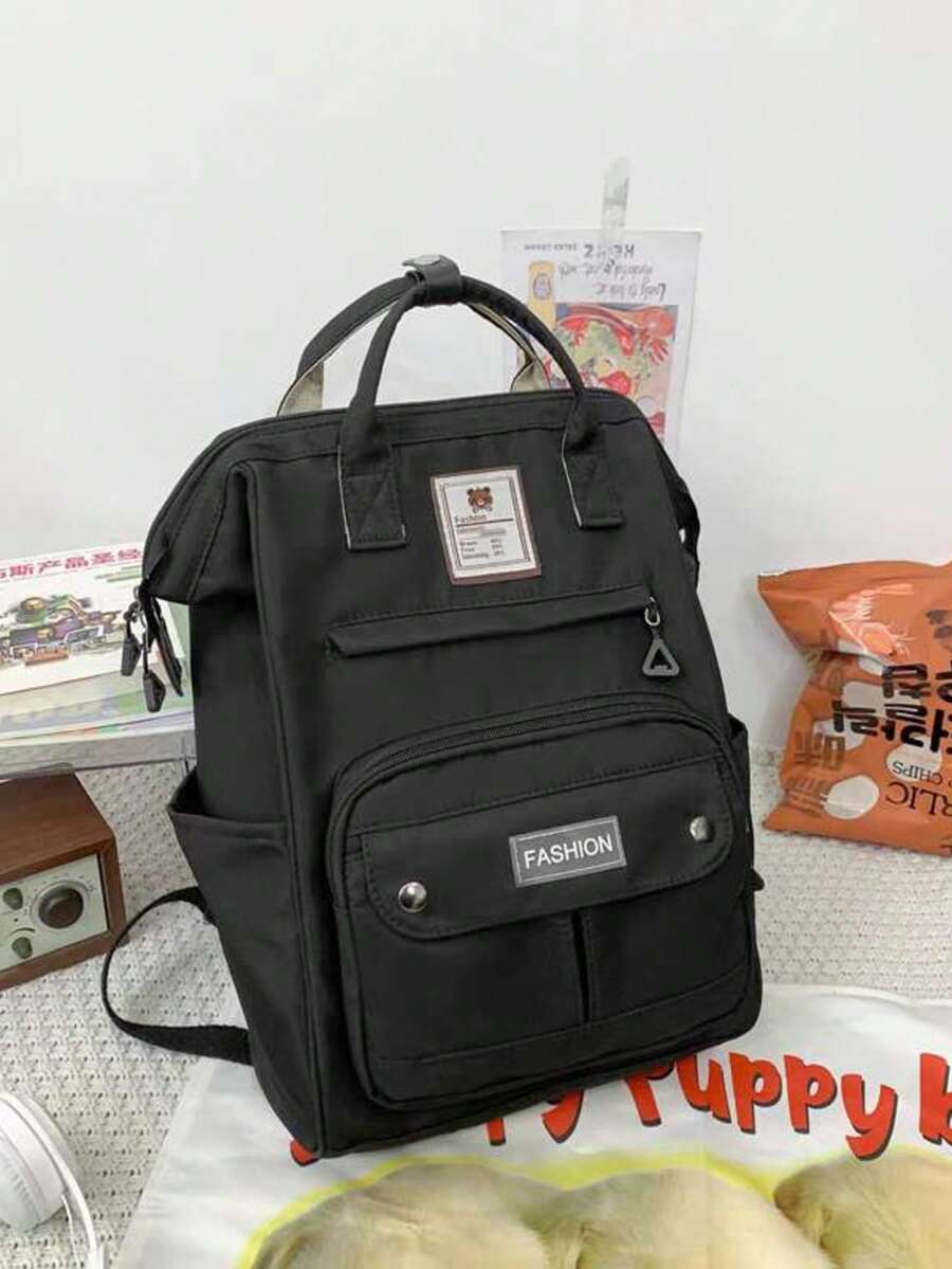 Women's Backpack Bag Multifunctional School Travel With Pendant For Daily Use - 黑色 - 查看 1