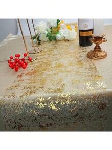 1 Golden Tablecloth, Shiny Metallic Gold Thin Mesh Tablecloth Roll 28 Cm X 275 Cm, Fabric Desktop Decoration For Event Parties, Suitable For Wedding Bride Gift-Giving Parties And Birthday Parties