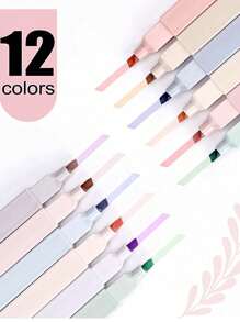 12 PIEZAS de resaltadores cuadrados, resaltadores exquisitamente grabados, impermeables y resistentes a la decoloración, adecuados para diarios, toma de notas y organización de estudios, diseño de plástico duradero, aplicación suave, ideal para la escuela, la oficina y el uso del diario - Útiles escolares y de oficina, entrega al azar de útiles escolares, de vuelta a la escuela