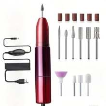 Electric Nail File, Electric Nail Drill Set, USB Plug-In Nail Polisher For Acrylic Gel Nails, Professional Nail Drill Contour Pedicure Tool With 11 Nail Drill Bits And 6 Sanding Rings, Suitable For Home Salon Use, Women's Gift
