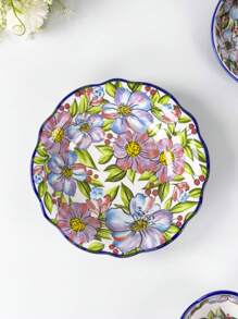 Mehrfarbiges Keramik-Geschirr-Set, zarte Pinselstriche zeigen bunte Blumen. Egal ob für ein gemütliches Frühstück, einen entspannten Nachmittagstee oder ein warmes Abendessen, die künstlerische Schönheit kann Ihre Essenmomente dekorieren und den Zauber des Lebens vermitteln.