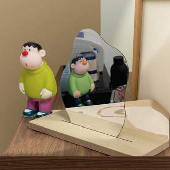 2pcs Cloud-Shaped Asymmetrical Makeup Mirror, Acrylic Vanity Mirror With Stand For Dorm Tabletop Decor