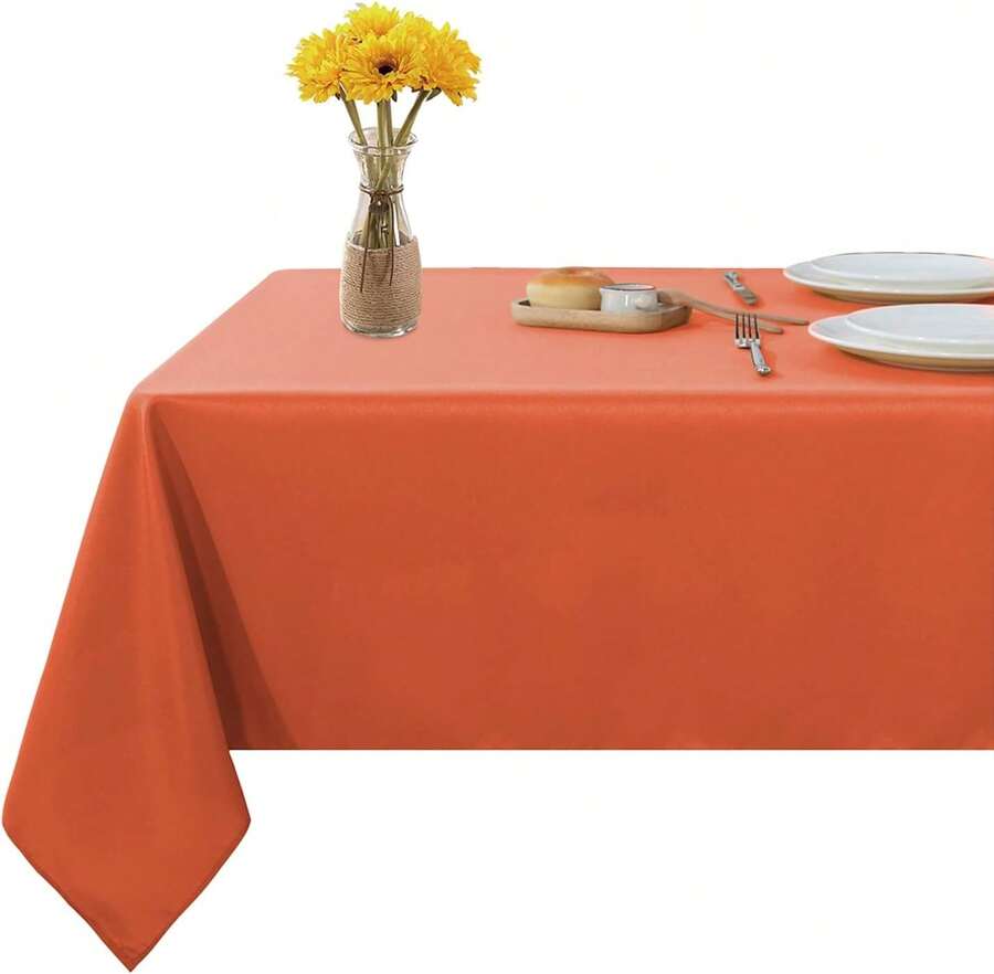 Rectangle Tablecloth 60x120 Inch Tablecloth Stain And Wrinkle Resistant Washable Polyester Table Cloth, Decorative Fabric Table Cover For Dining Table, Buffet Parties And Camping Orange - 橘色 - 查看 1