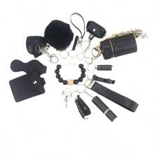15pcs Keychain Accessories Set, Includes Decorated Bottle, Card Case, Pendant, Rhinestone Perfume Bottle, Heart-Shaped, Tassels, Solid Color Boho Style Car Accessories Bag Charm