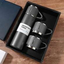 1 Set Custom Designed Insulated Cup Set, Portable Hand-Held 1 Cup 3 Lids Gift Tumbler, Stainless Steel Business Gift Box, 500ml 304 Stainless Steel Portable Outdoor Travel Mug With 3 Lids, Custom Exclusive Gift Box Set