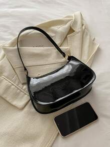 Bolso de hombro de cierre con cremallera de unicolor y estilo minimalista, bolso de medialuna simple y elegante, bolso de hombro con cremallera, bolso de piel sintética de unicolor, bolso burdeos, regalo ideal para Año Nuevo, bolso burdeos a la moda