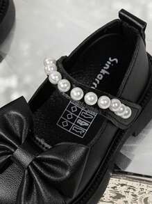 1 Pair Classic Black Flat Ballet Shoes With Bow, Comfortable & Fashionable Children Flat Shoes