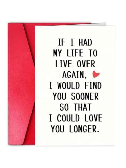 1Pc Romantic Anniversary Card - Humorous And Playful Design, Suitable For Husband/Wife, Boyfriend/Girlfriend, Men/Women, Multi-Occasion Use, Includes Thank You Message - Heartfelt Quote If I Had My Life To Live Over Again, Perfect As A Birthday Gift Or Anniversary Present School Supplies, Back To School