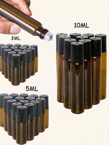 5pcs Essential Oil Roller Bottles, Brown Tinted Glass Roller Bottles With Stainless Steel Roller Balls And Caps, Perfume Sample Vials, Refillable Fragrance Containers, Empty Roller Ball Glass Bottles With Rollers, Deodorant Containers, Convenient For Travel, Essential For Perfume And Lip Gloss Travel - Brown - View 2