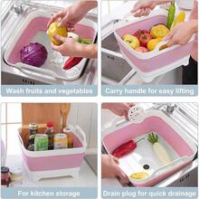 New 2.4 Gal(9L) Collapsible Dish Basin  Drain Plug, Space Saving Outdoor Multiuse Foldable Sink Tub, Dishpan,  Storage Tray For Camping, Vegetable Washing, RV (Pink)