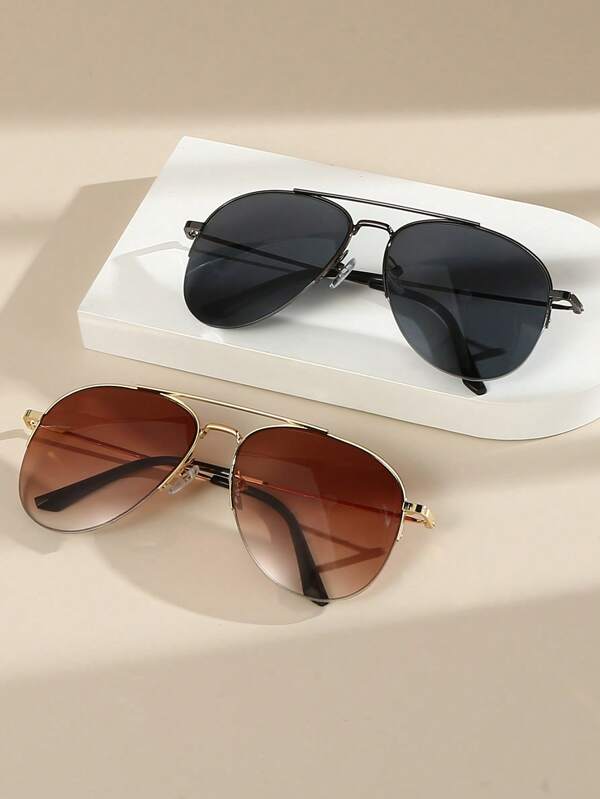 1 pieza/2 piezas Gafas de aviador de moda | Perfectas para vacaciones, viajes y salidas casuales