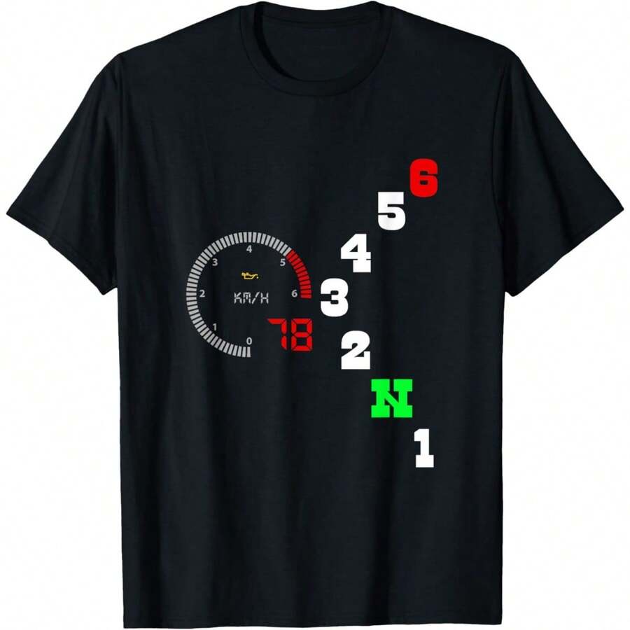 Motorcycle Gear Shift Pattern T-Shirt As Gift - Black - View 1