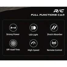 1:16 Scale 2.4GHz RC Car, Durable Alloy Body And Safety Design Suitable For All Road Conditions, Kids Toy Car, Fun Model For Adults - Gift For Boys - Màu xanh lam - Xem 3