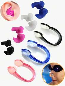 8pcs/Set 4 Silicone Nose Clips And 4 Ear Plugs, Suitable For Swimming, Professional Training, Swimming Practice, Back To School Season - Multicolor - View 2